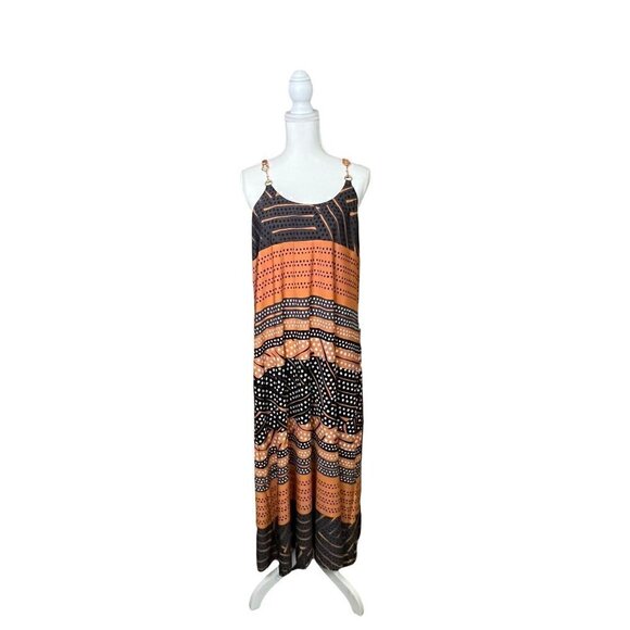 Women's Donna Morgan Size 14 Gray, Black, Orangish Brown Maxi Dress - Picture 1 of 7